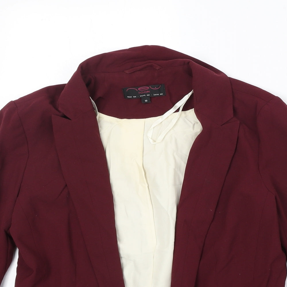 New Look Womens Red Polyester Jacket Blazer Size 10