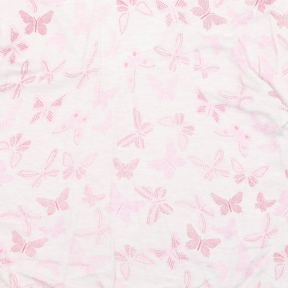 Marks and Spencer Womens Pink V-Neck Geometric Viscose Pullover Jumper Size 12 - Butterfly Pattern