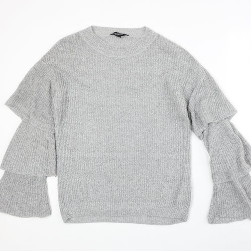 Dorothy Perkins Womens Grey Round Neck Acrylic Pullover Jumper Size 10