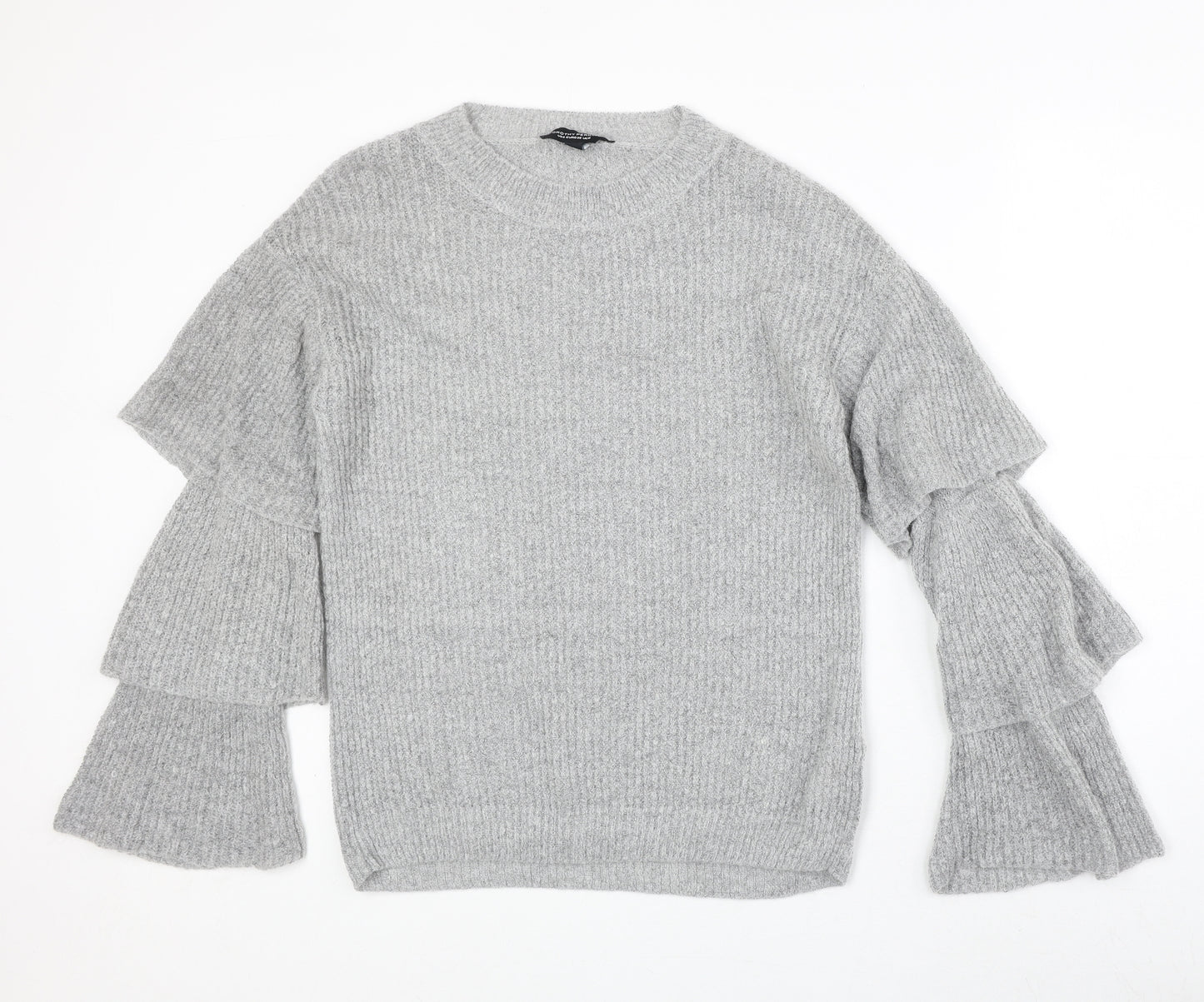 Dorothy Perkins Womens Grey Round Neck Acrylic Pullover Jumper Size 10