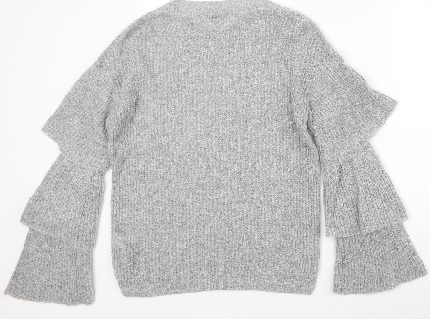 Dorothy Perkins Womens Grey Round Neck Acrylic Pullover Jumper Size 10