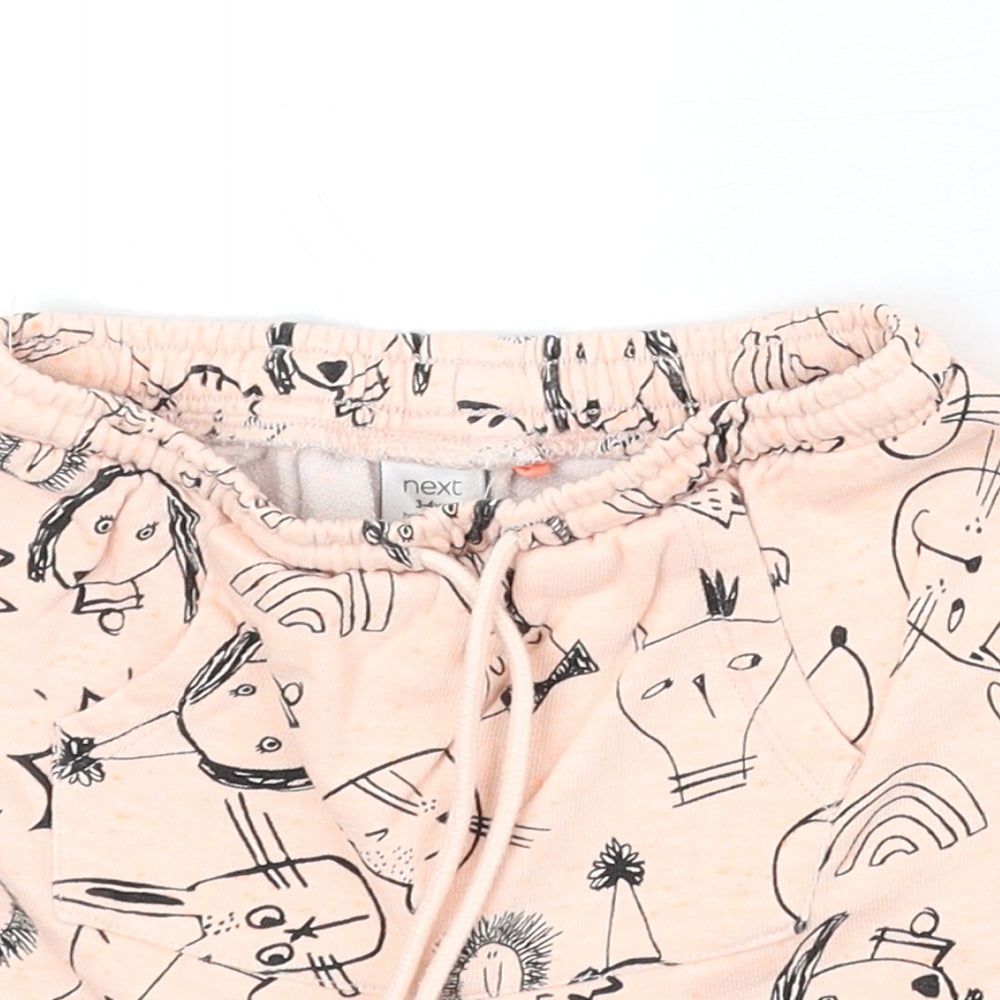 NEXT Boys Pink Geometric Cotton Sweat Shorts Size 3-4 Years Regular Drawstring - Animals