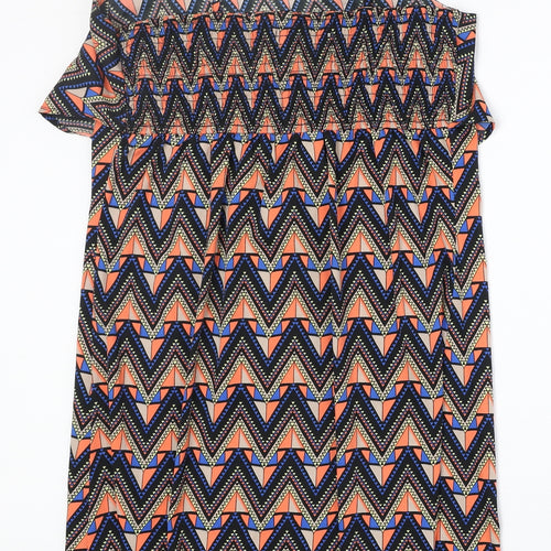 Original Womens Multicoloured Geometric Polyester Tank Dress Size 10 V-Neck Pullover