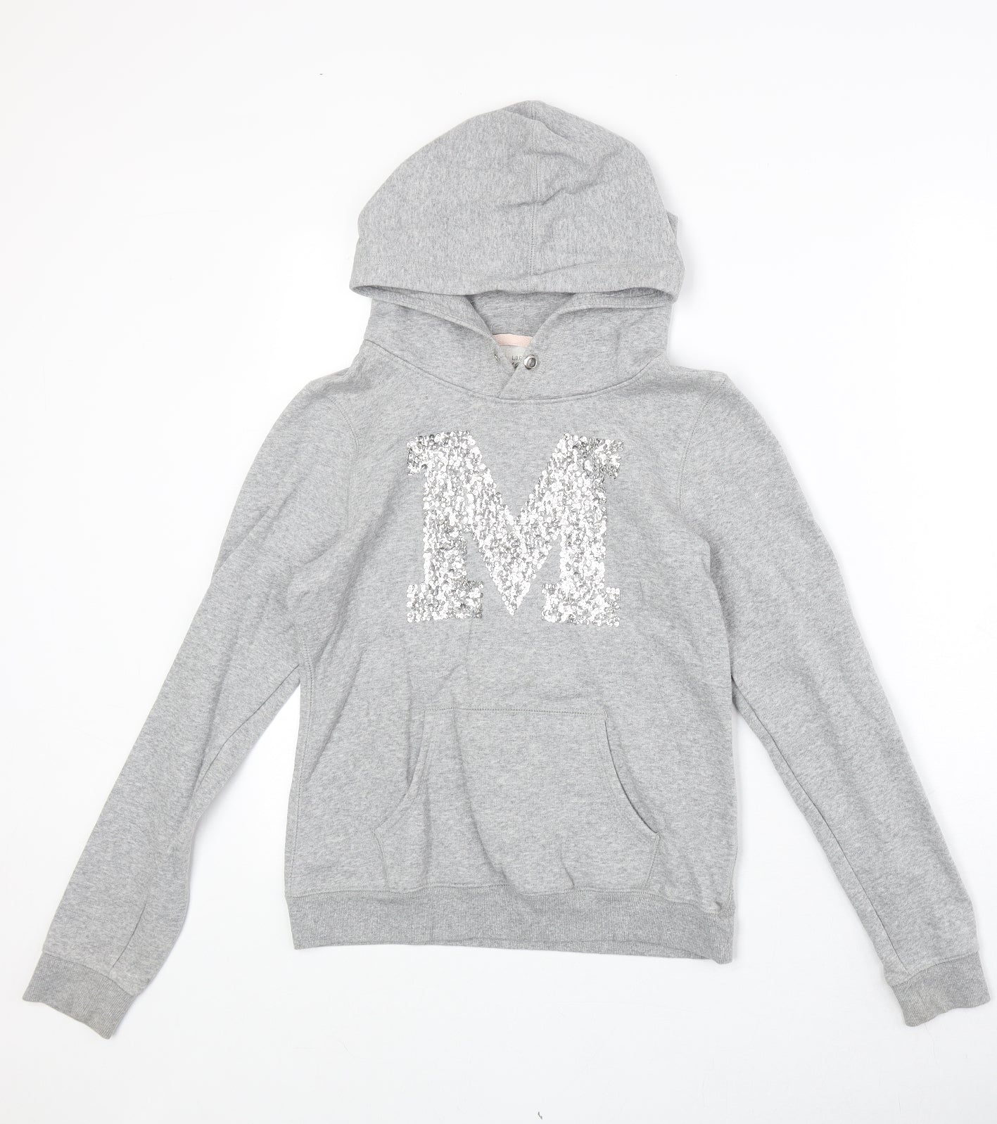 H&M Girls Grey Cotton Pullover Hoodie Size 12-13 Years Pullover