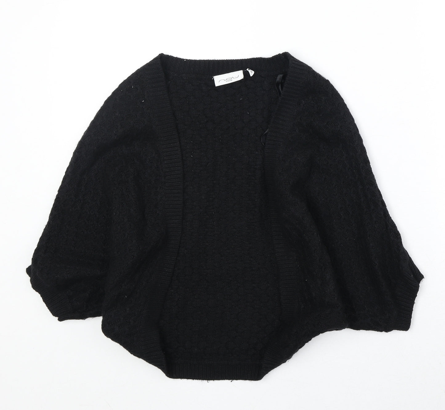 New Look Womens Black V-Neck Acrylic Cardigan Jumper Size 10