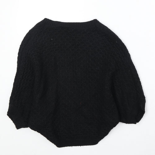 New Look Womens Black V-Neck Acrylic Cardigan Jumper Size 10