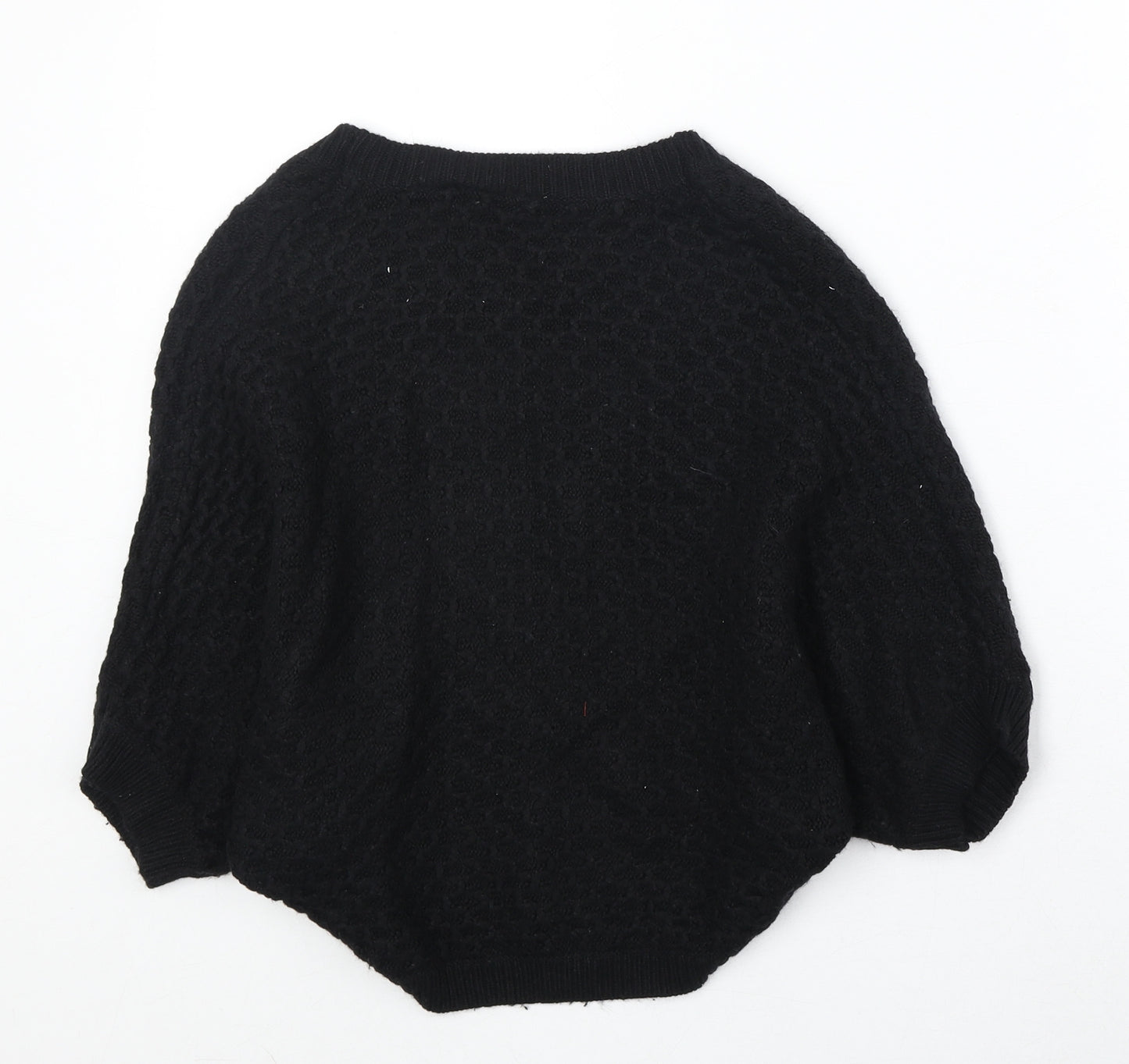 New Look Womens Black V-Neck Acrylic Cardigan Jumper Size 10