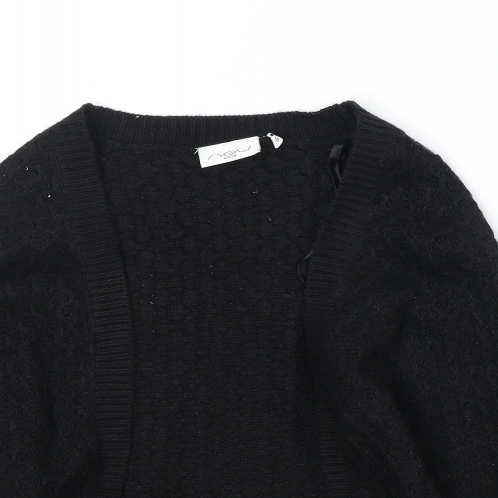 New Look Womens Black V-Neck Acrylic Cardigan Jumper Size 10