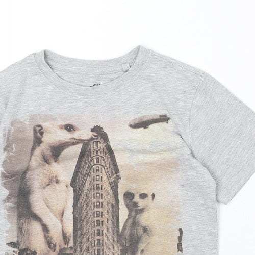 Debenhams Boys Grey Cotton Basic T-Shirt Size 7-8 Years Round Neck Pullover