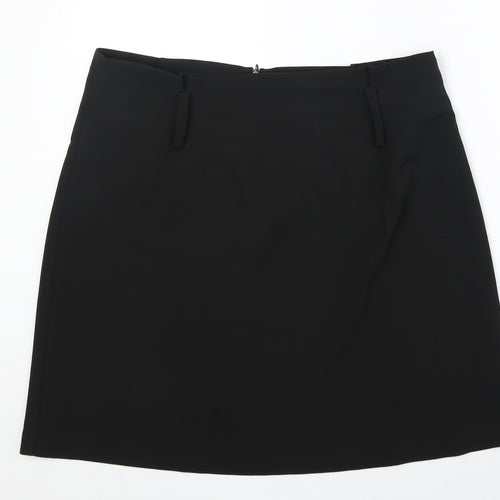 Dorothy Perkins Womens Black Polyester A-Line Skirt Size 16 Zip