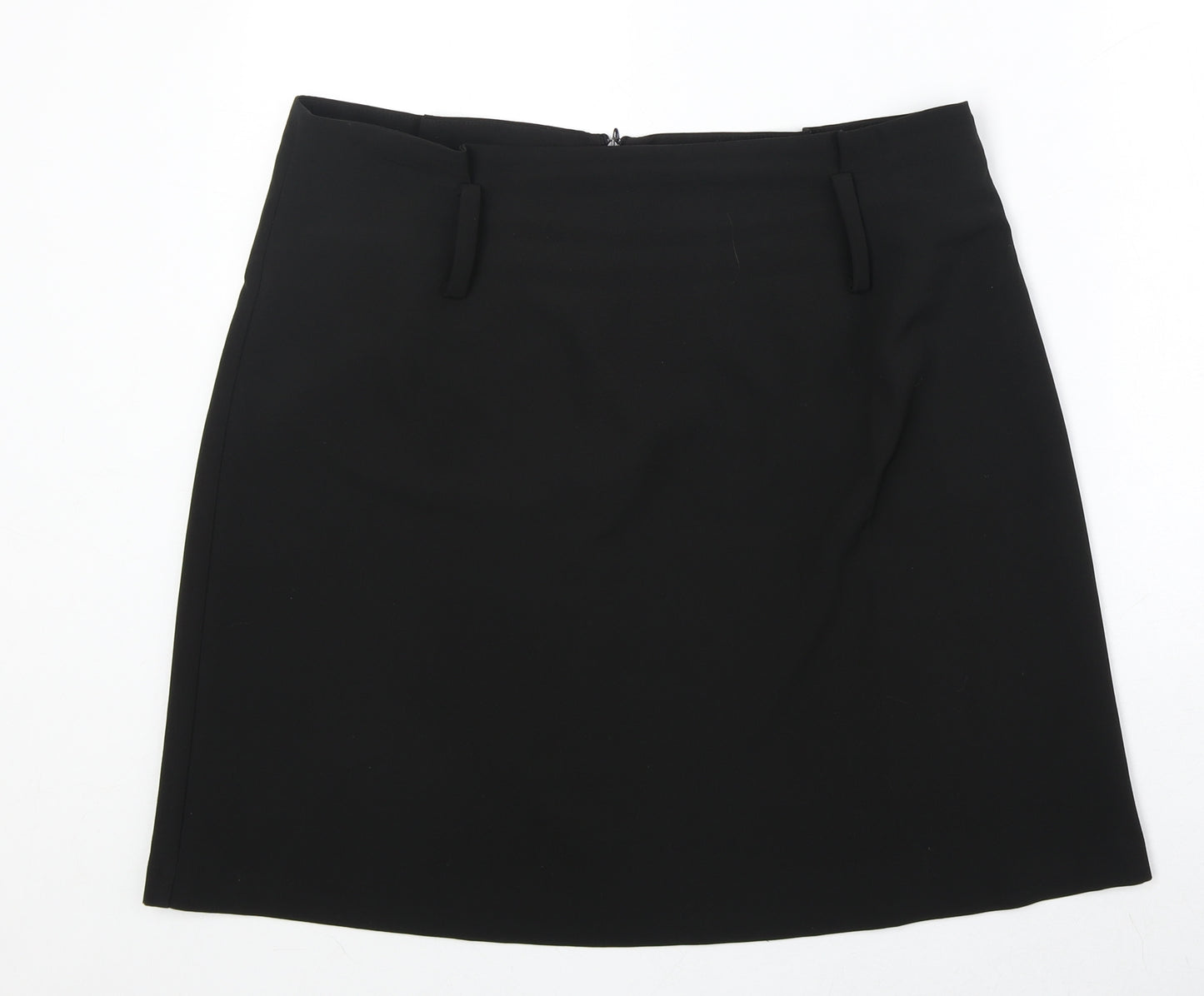 Dorothy Perkins Womens Black Polyester A-Line Skirt Size 16 Zip