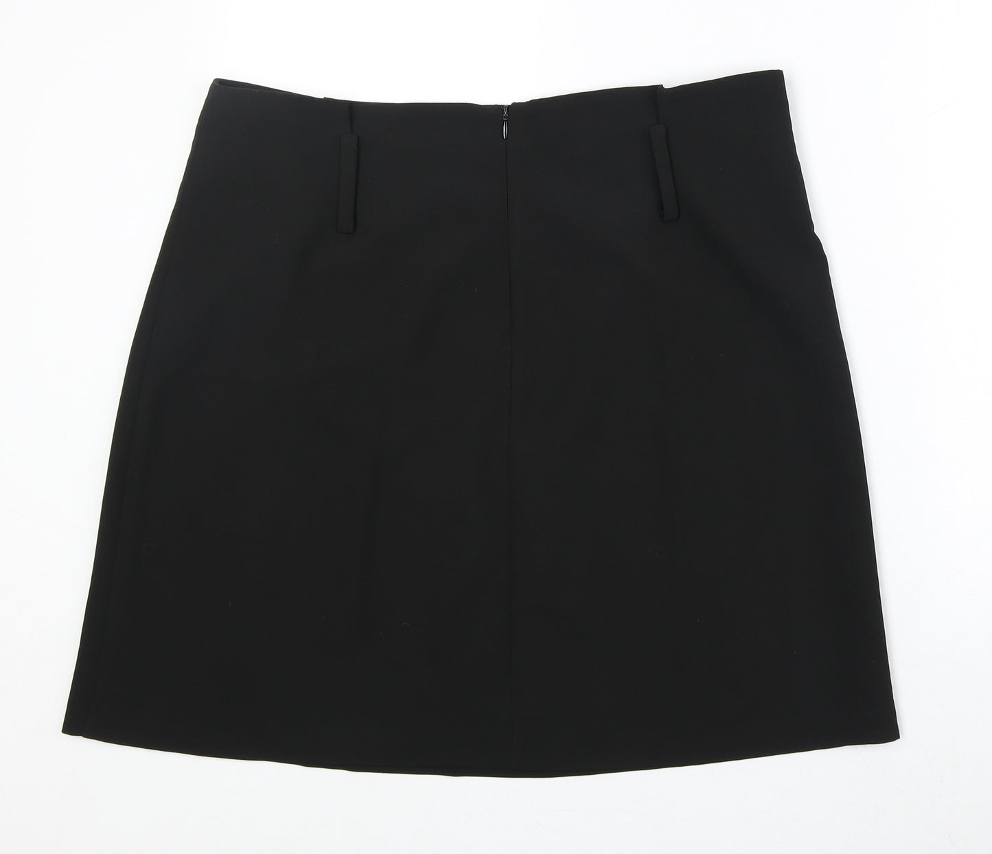Dorothy Perkins Womens Black Polyester A-Line Skirt Size 16 Zip