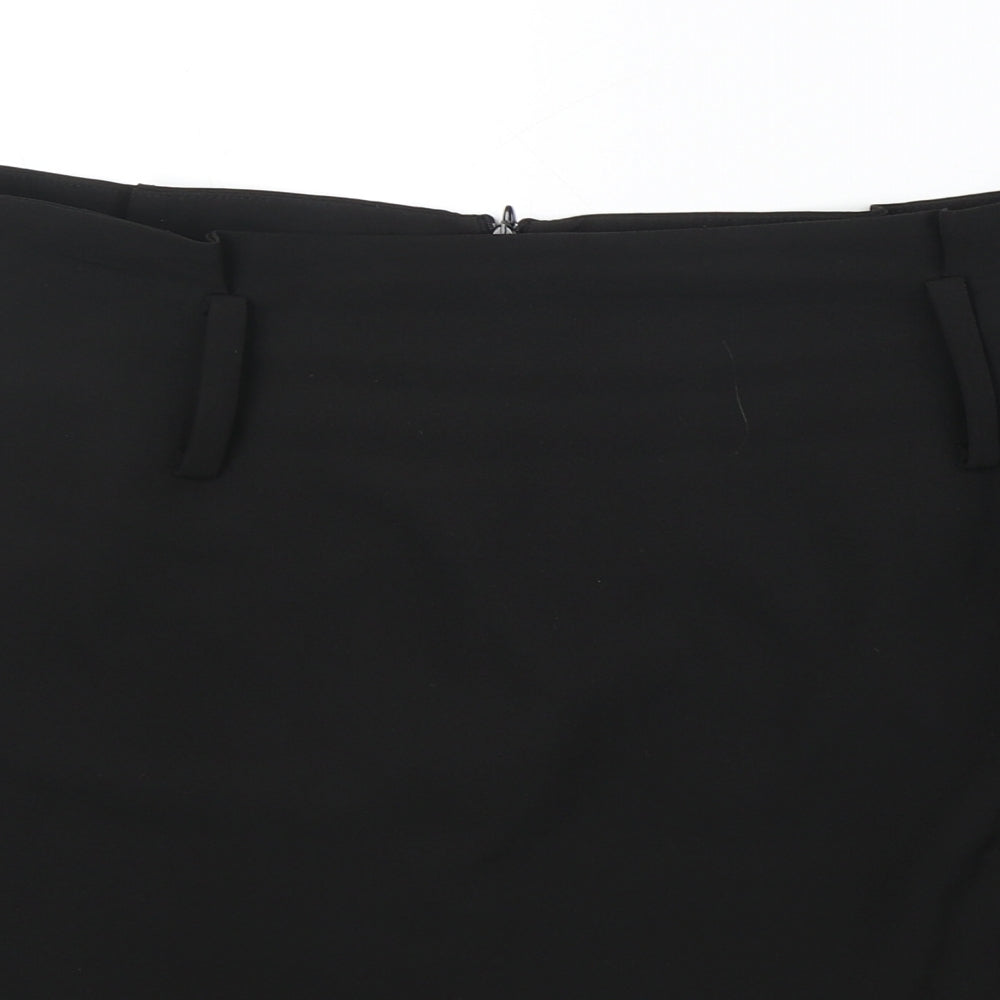Dorothy Perkins Womens Black Polyester A-Line Skirt Size 16 Zip