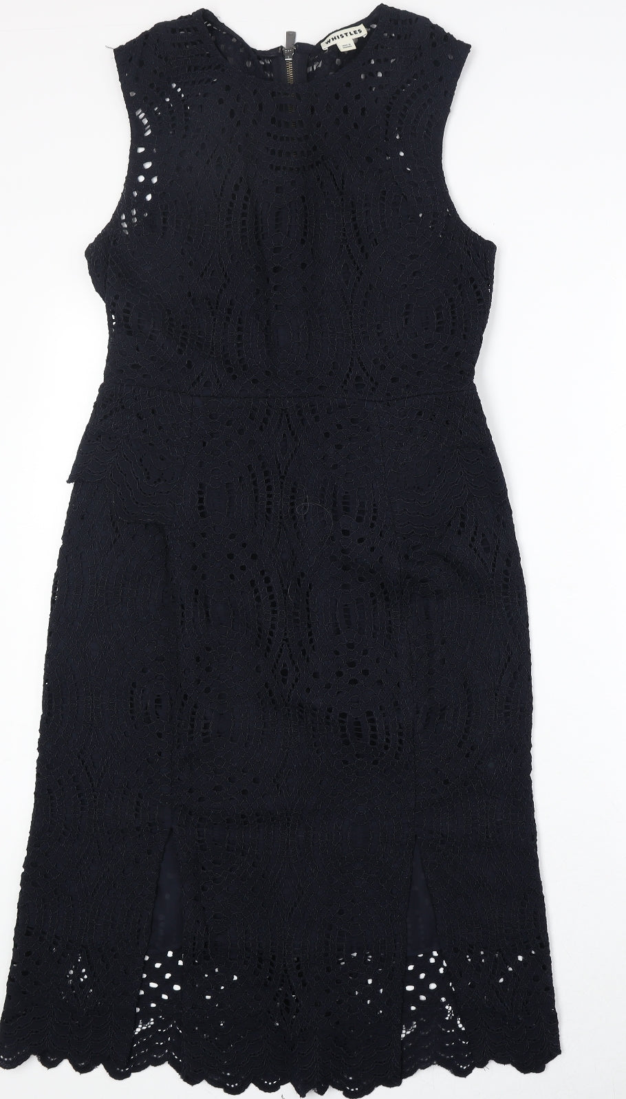 Whistles Womens Blue Geometric Nylon A-Line Size 10 Round Neck Zip