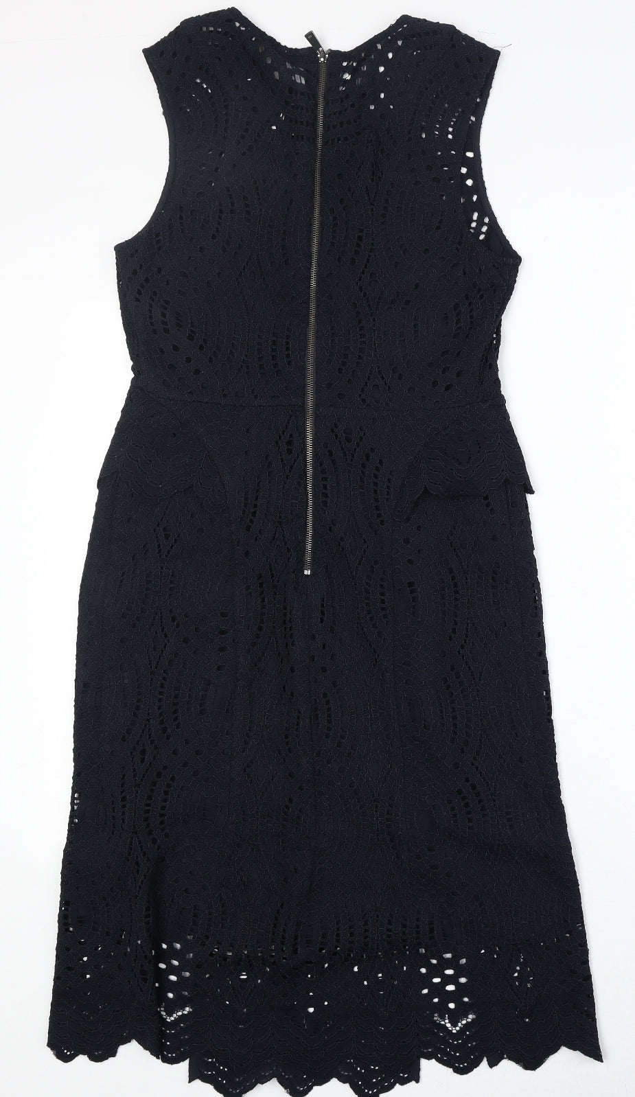 Whistles Womens Blue Geometric Nylon A-Line Size 10 Round Neck Zip