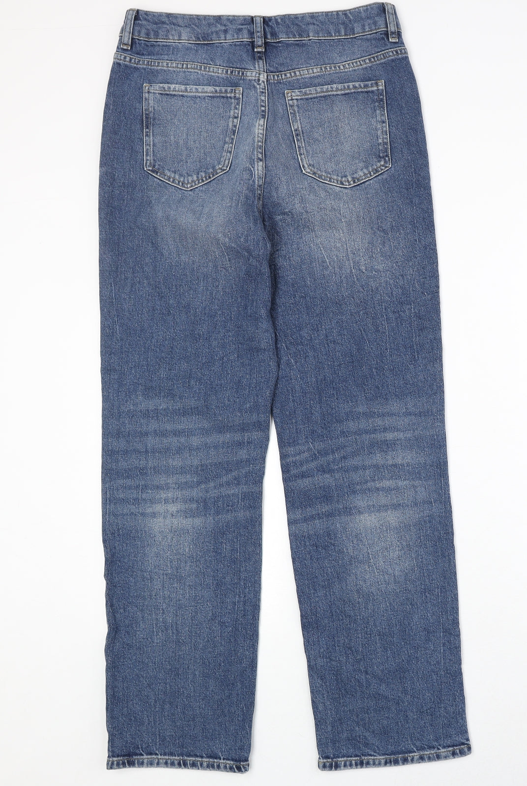 Marks and Spencer Womens Blue Cotton Straight Jeans Size 10 Regular Zip