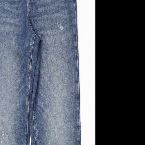 Marks and Spencer Womens Blue Cotton Straight Jeans Size 10 Regular Zip