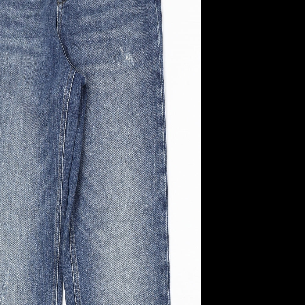 Marks and Spencer Womens Blue Cotton Straight Jeans Size 10 Regular Zip