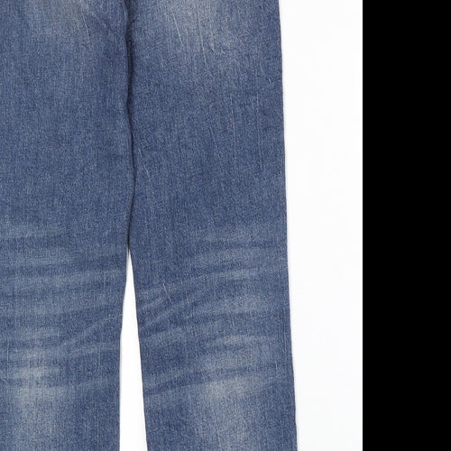 Marks and Spencer Womens Blue Cotton Straight Jeans Size 10 Regular Zip