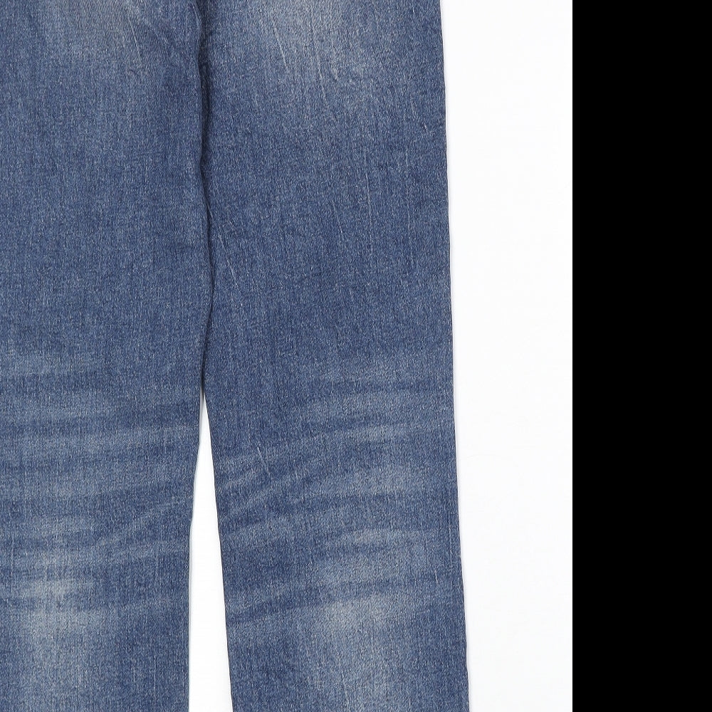 Marks and Spencer Womens Blue Cotton Straight Jeans Size 10 Regular Zip
