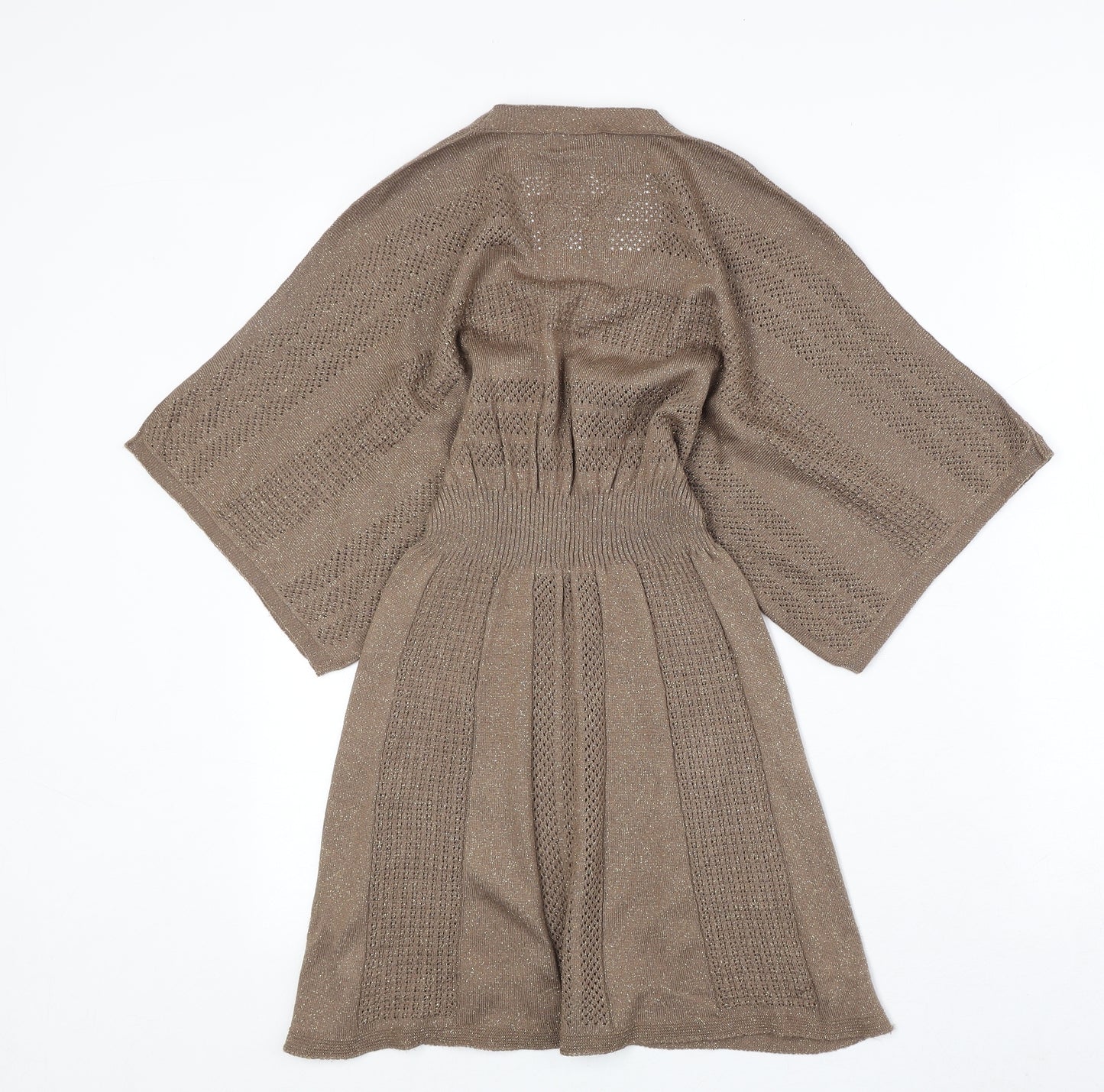 Miss Selfridge Womens Brown Acrylic Jumper Dress Size 8 V-Neck Pullover