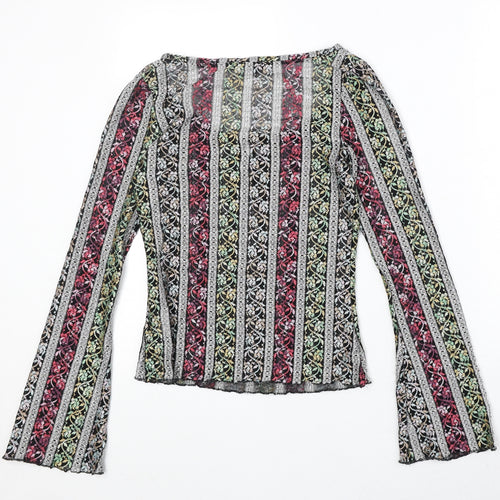 Marks and Spencer Womens Multicoloured Geometric Polyester Basic Blouse Size 10 Round Neck