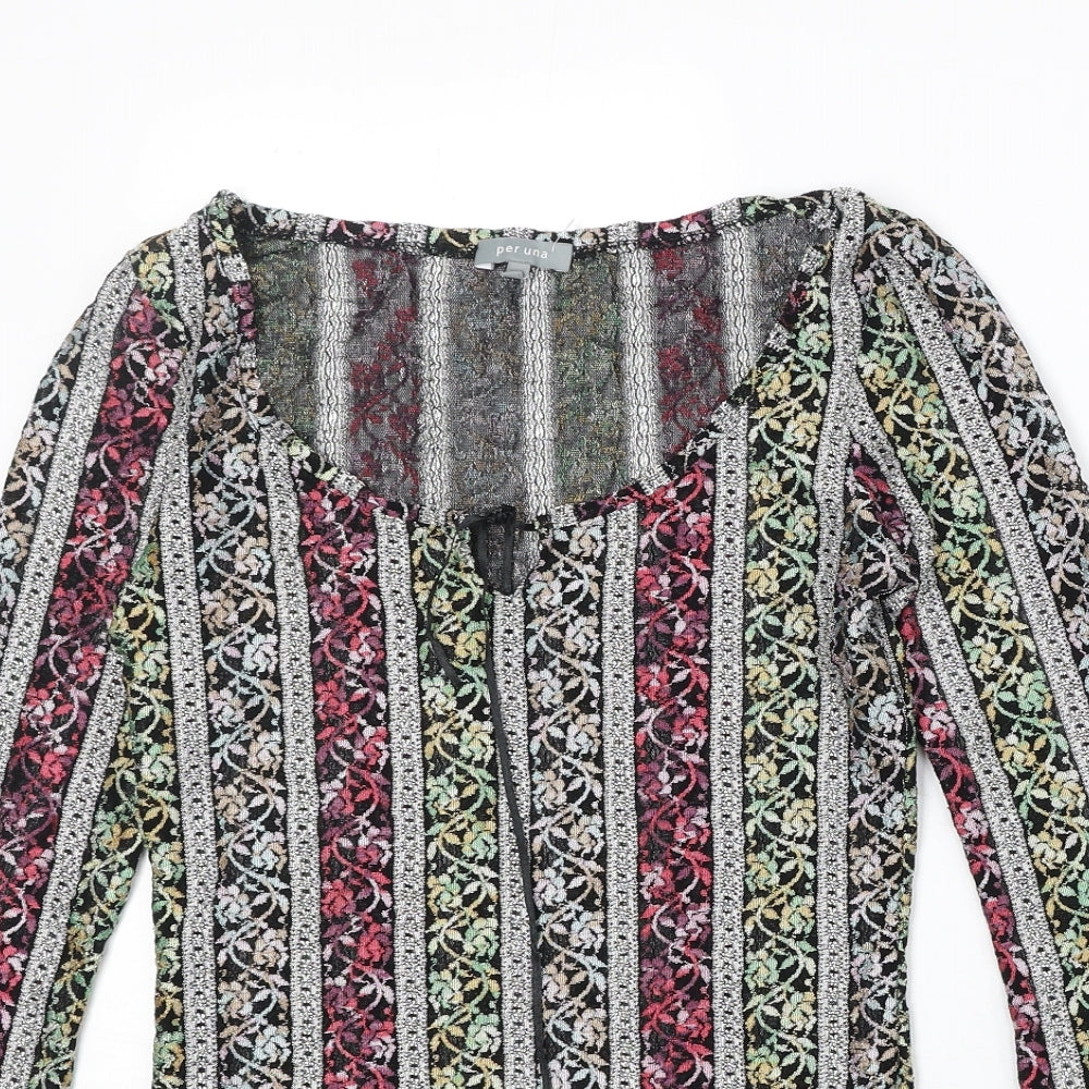 Marks and Spencer Womens Multicoloured Geometric Polyester Basic Blouse Size 10 Round Neck