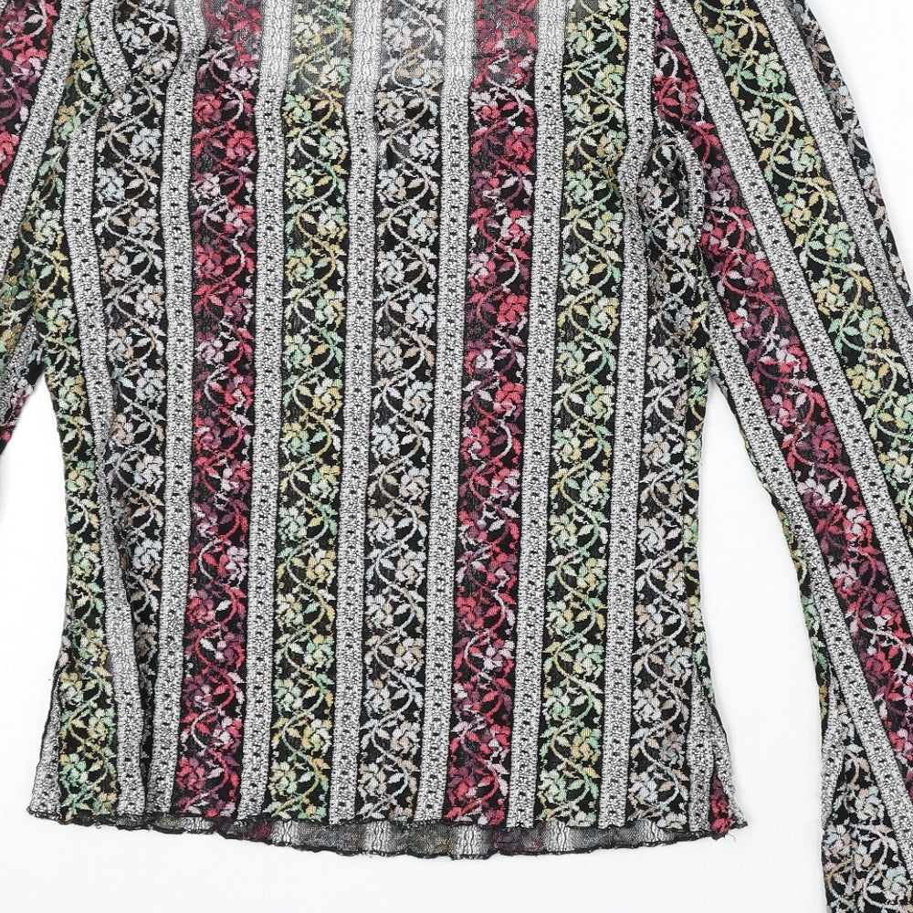 Marks and Spencer Womens Multicoloured Geometric Polyester Basic Blouse Size 10 Round Neck