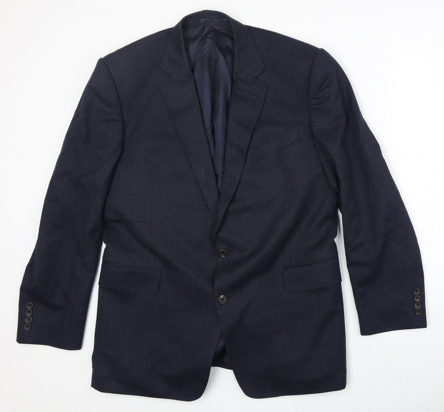 Chester Barrie Mens Blue Wool Jacket Suit Jacket Size 44 Regular