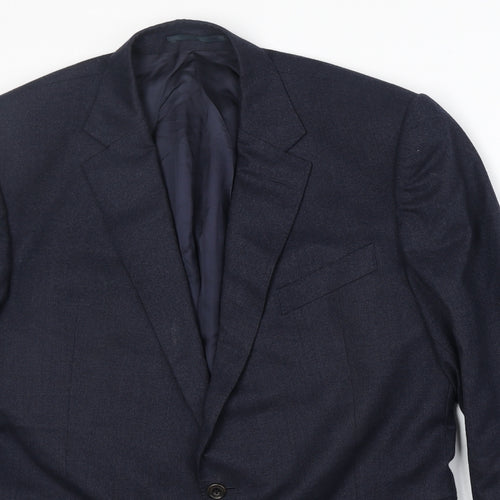 Chester Barrie Mens Blue Wool Jacket Suit Jacket Size 44 Regular