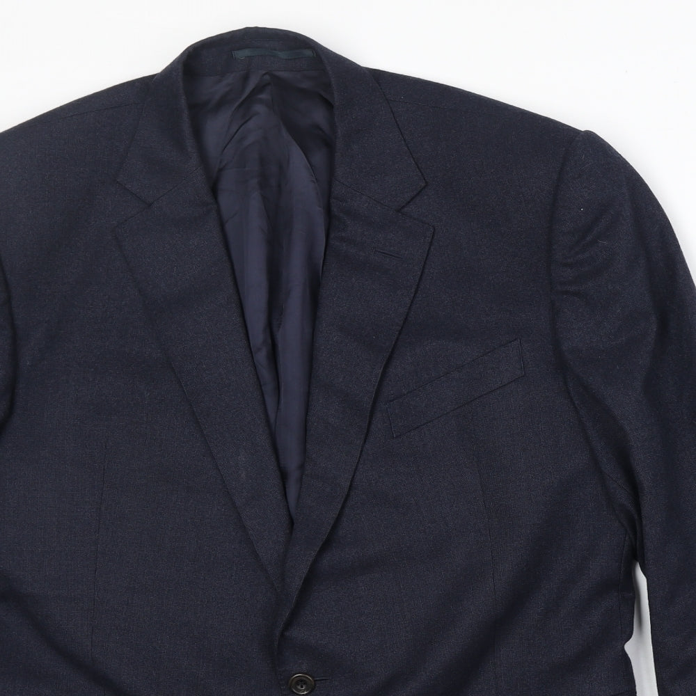Chester Barrie Mens Blue Wool Jacket Suit Jacket Size 44 Regular