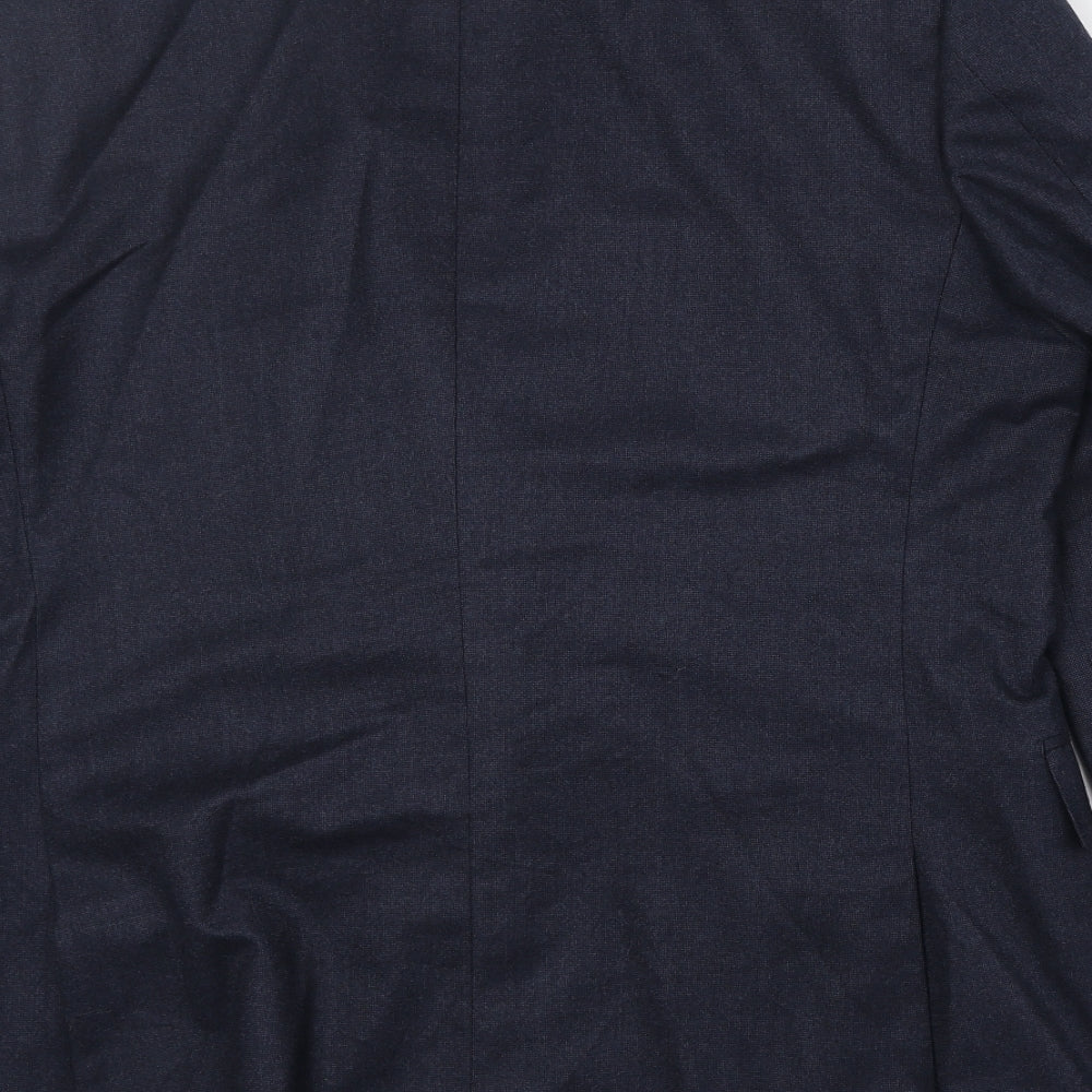 Chester Barrie Mens Blue Wool Jacket Suit Jacket Size 44 Regular