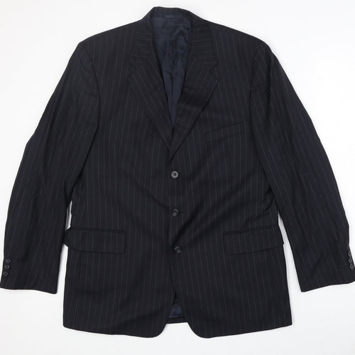 Beale & Inman Mens Blue Striped Wool Jacket Suit Jacket Size 42 Regular