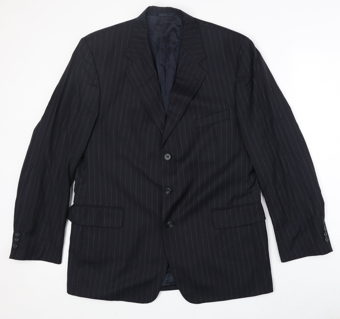 Beale & Inman Mens Blue Striped Wool Jacket Suit Jacket Size 42 Regular