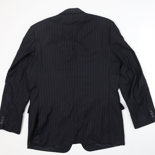 Beale & Inman Mens Blue Striped Wool Jacket Suit Jacket Size 42 Regular
