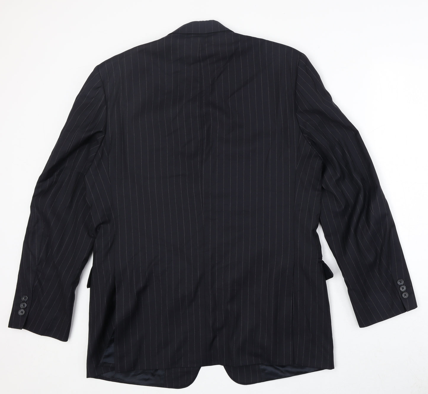 Beale & Inman Mens Blue Striped Wool Jacket Suit Jacket Size 42 Regular