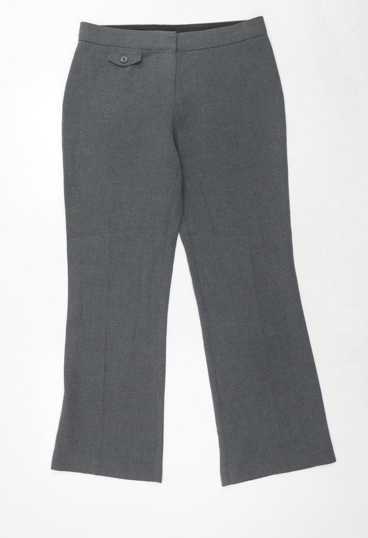 Marks and Spencer Womens Grey Polyester Dress Pants Trousers Size 12 Regular Hook & Eye