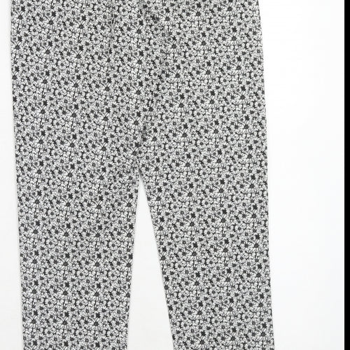 Miss Selfridge Womens Black Floral Polyester Trousers Size 8 Regular Hook & Eye