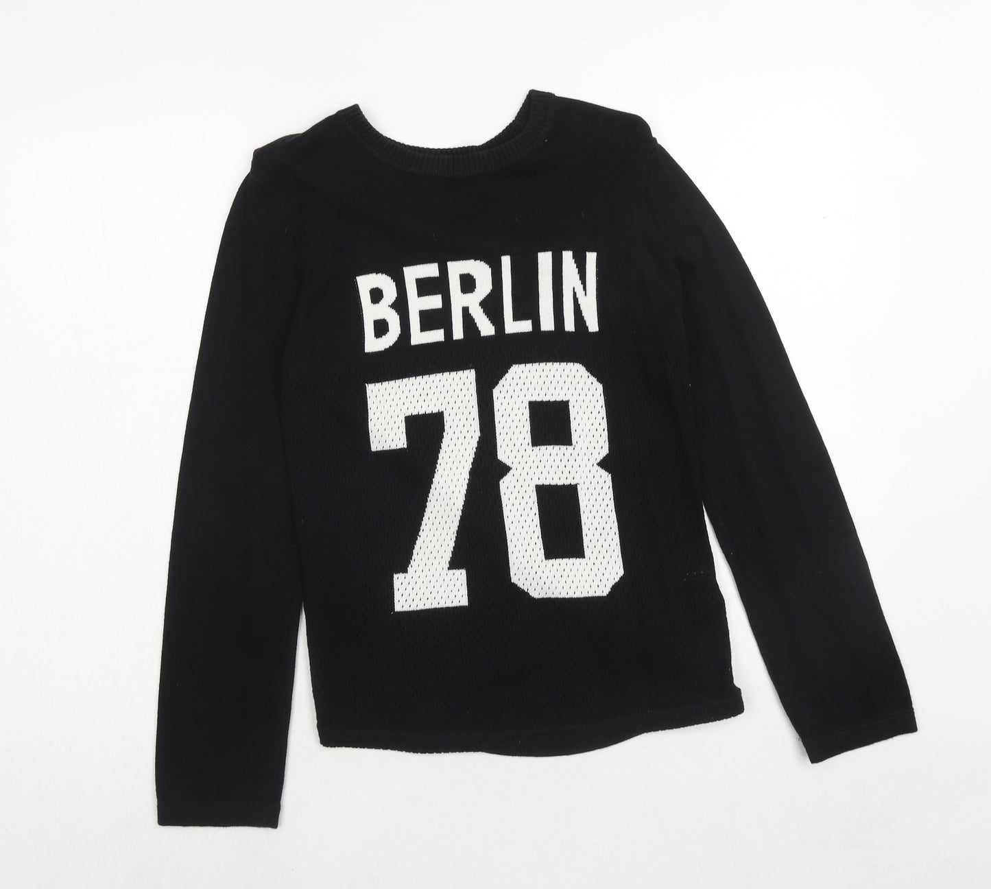 H&M Boys Black Round Neck Cotton Pullover Jumper Size 10 Years Pullover - 10-12 Years Berlin