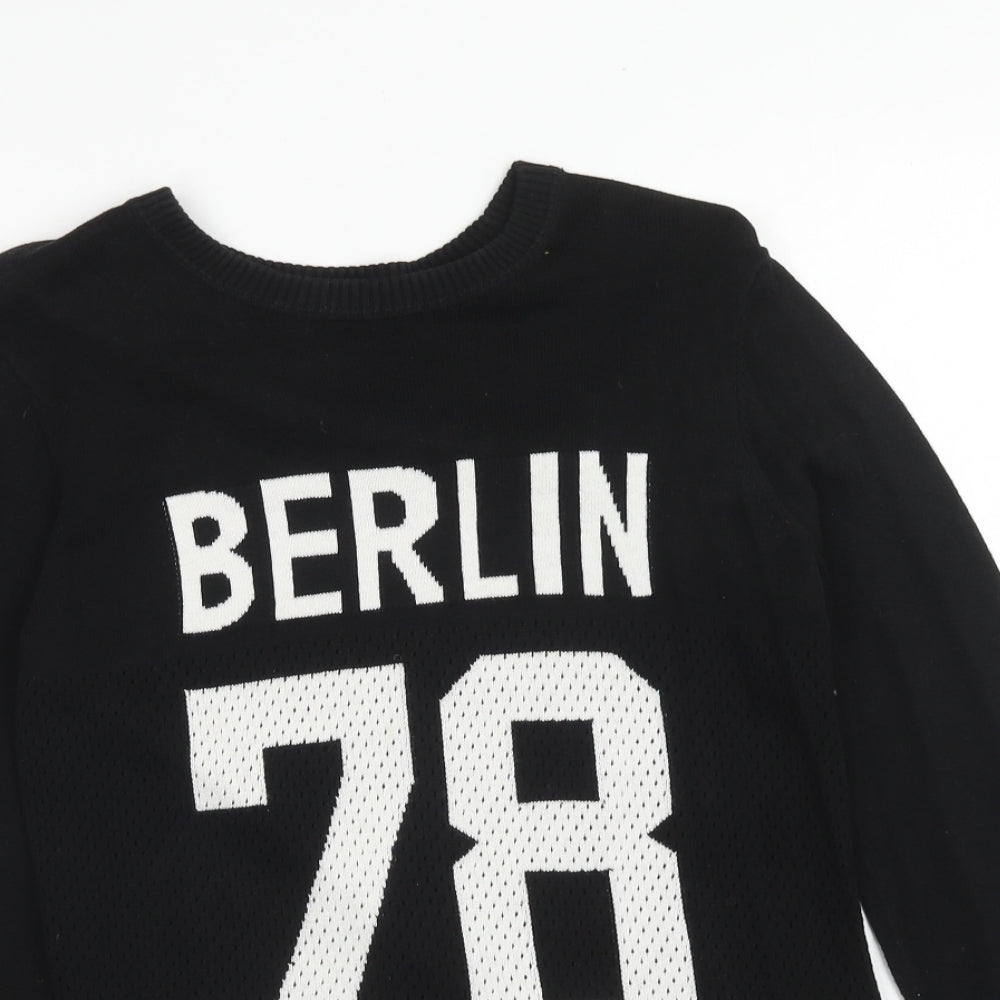 H&M Boys Black Round Neck Cotton Pullover Jumper Size 10 Years Pullover - 10-12 Years Berlin