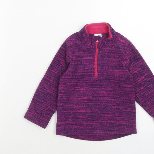 DECATHLON Girls Purple Polyester Pullover Sweatshirt Size 2 Years Zip