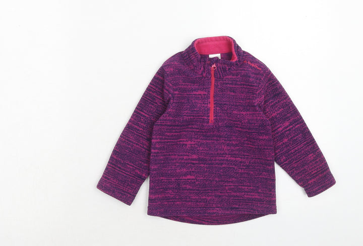DECATHLON Girls Purple Polyester Pullover Sweatshirt Size 2 Years Zip