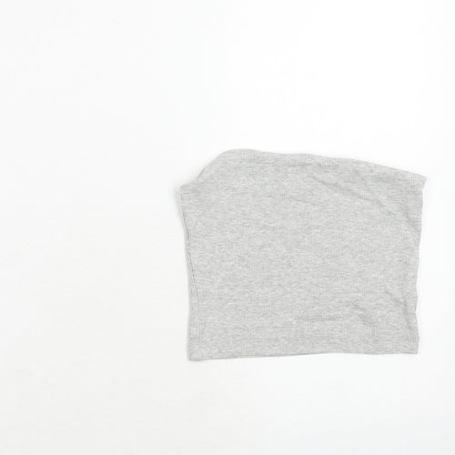Brave Soul Womens Grey Cotton Cropped Tank Size S Square Neck