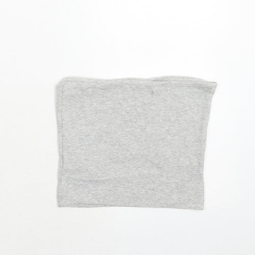 Brave Soul Womens Grey Cotton Cropped Tank Size S Square Neck