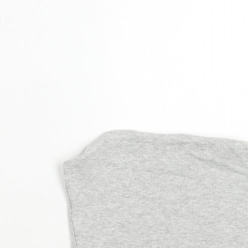Brave Soul Womens Grey Cotton Cropped Tank Size S Square Neck