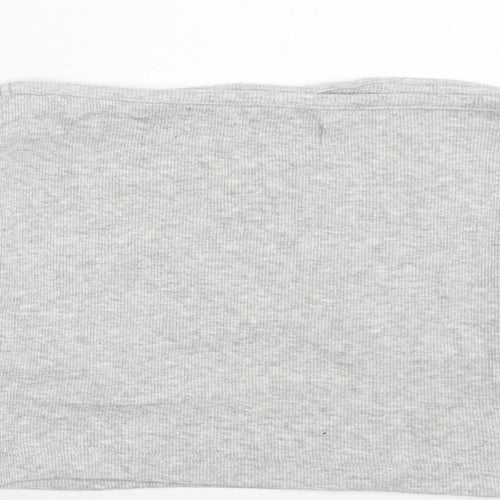 Brave Soul Womens Grey Cotton Cropped Tank Size S Square Neck