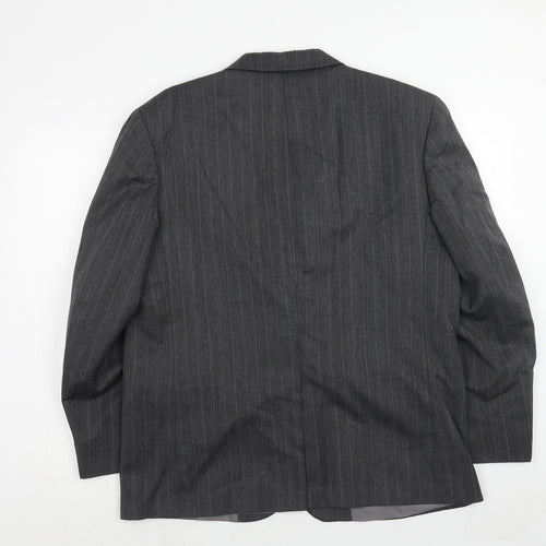 Hand Grade Mens Grey Striped Polyester Jacket Suit Jacket Size 42 Regular