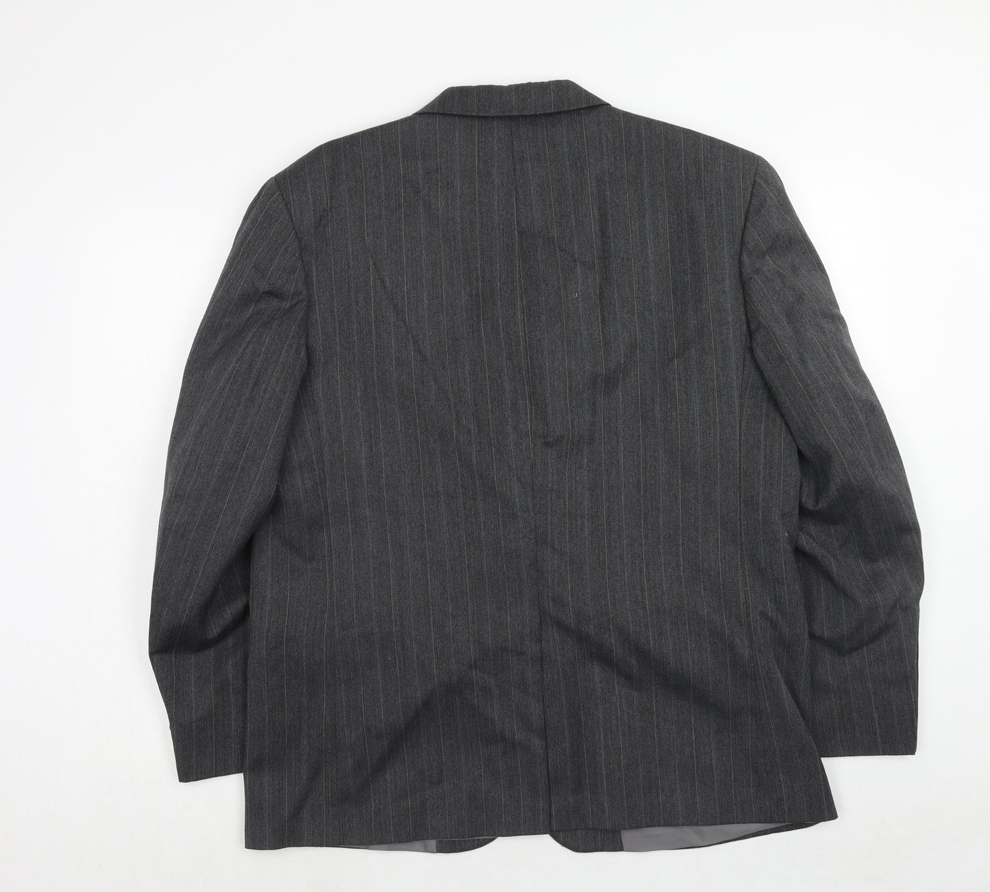 Hand Grade Mens Grey Striped Polyester Jacket Suit Jacket Size 42 Regular