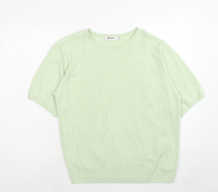 Damart Womens Green Round Neck Acrylic Pullover Jumper Size 16 - Size 16-18