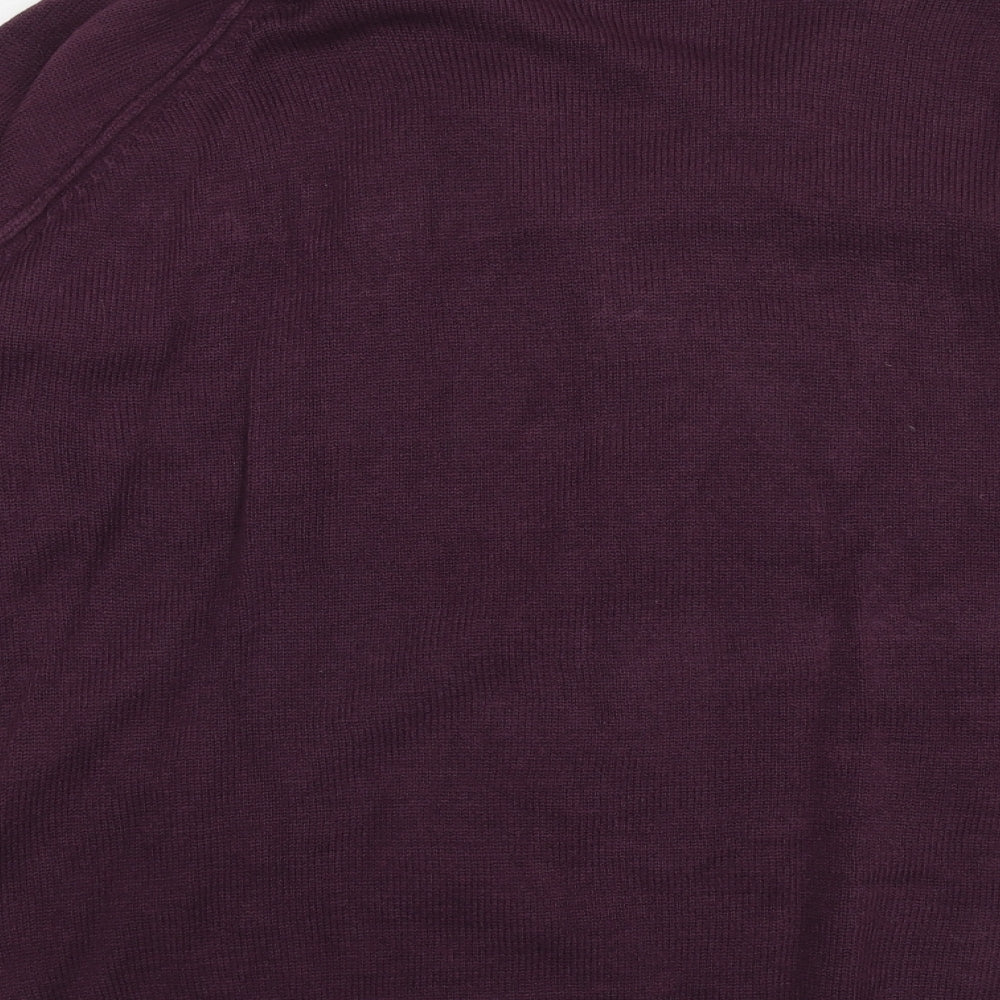 Capsule Womens Purple V-Neck Acrylic Pullover Jumper Size M